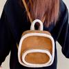 Winter Faux Lamb Wool Patchwork Girls Backpack Matte Leather Casual Ladies Handbags Commute Portable Female Small Shoulder Bag