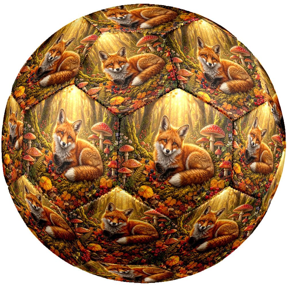 1pc Autumnal Fox Forest Theme Soccer Ball Football, Size 5, Lightweight PVC, Durable Outdoor Training Soccer Ball, Gift M61455