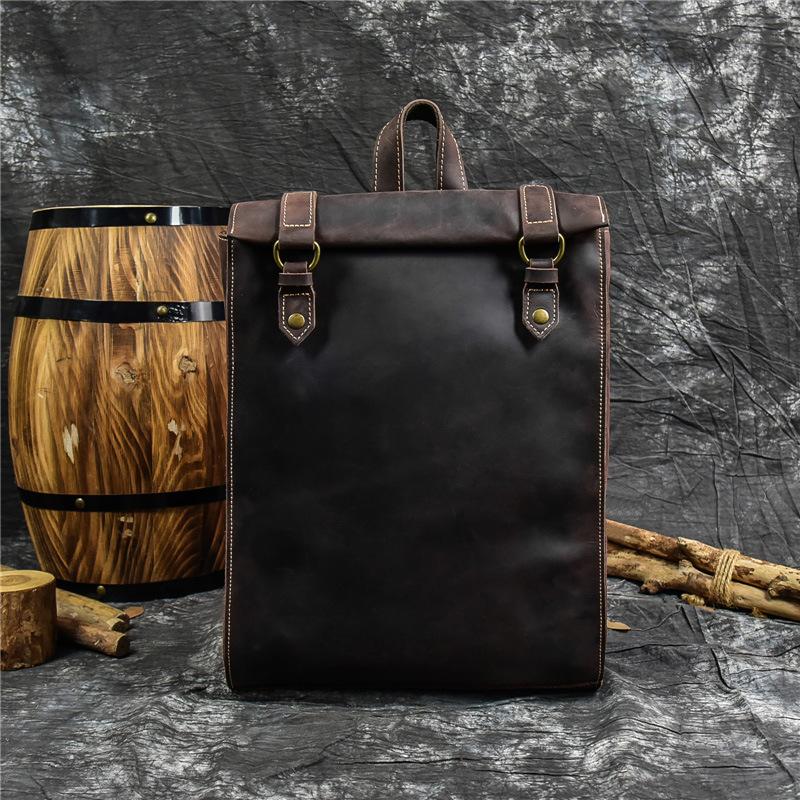 Retro Casual Backpack Men'S Leather Backpack Leather Schoolbag Travel Bag Direct Supply Explosive Travel Bag