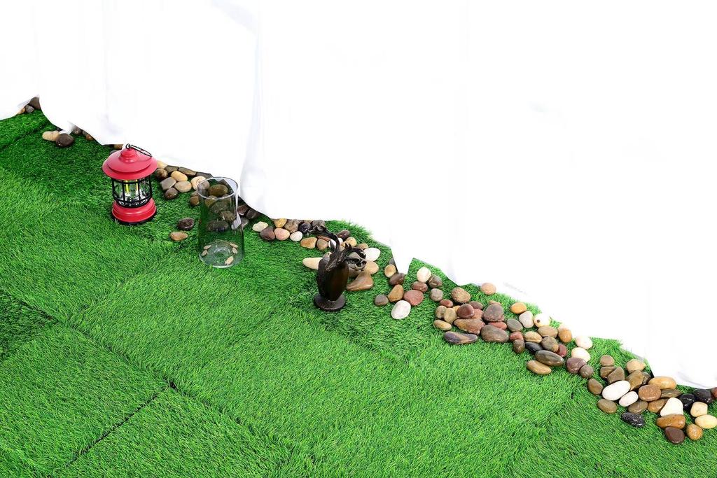 Artificial Lawn 36pcs Interlocking Artificial Grass Tiles For Patio, Balcony, Backyard, Artificial Turf Floor, 12x12 inches,Green