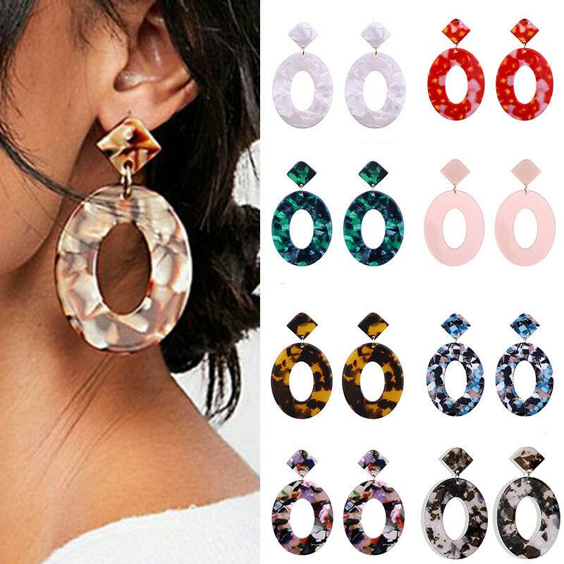 Alliage d/'or boucle d/'oreille acétate Acrylique Ovale Géométrique Pendentif Boucles D/'Oreilles Pendantes Femme