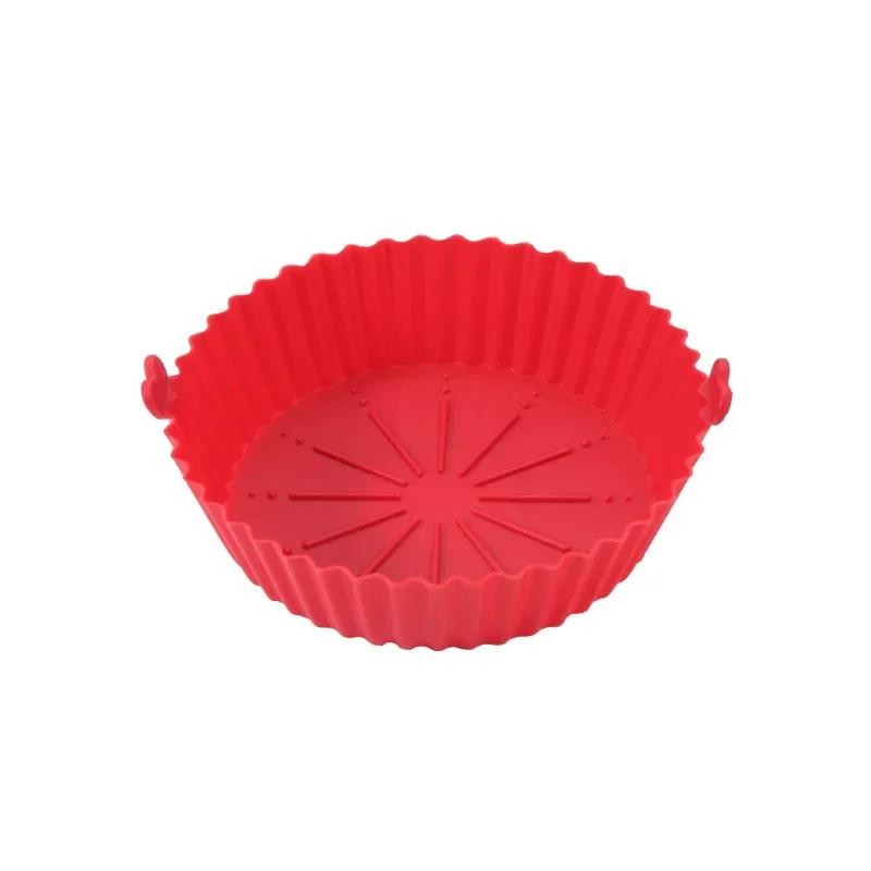 Air Fryer Silicone Pot Basket Tray 17/20/23cm Round Square Airfryer Reusable Silicone Air Fryer Liners Food Safe Non Stick