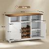 Rustic Kitchen Cabinet with Adjustable Shelves and Wine Rack Auxiliary Furniture for Dining Room, Living Room 120x37x88 cm White