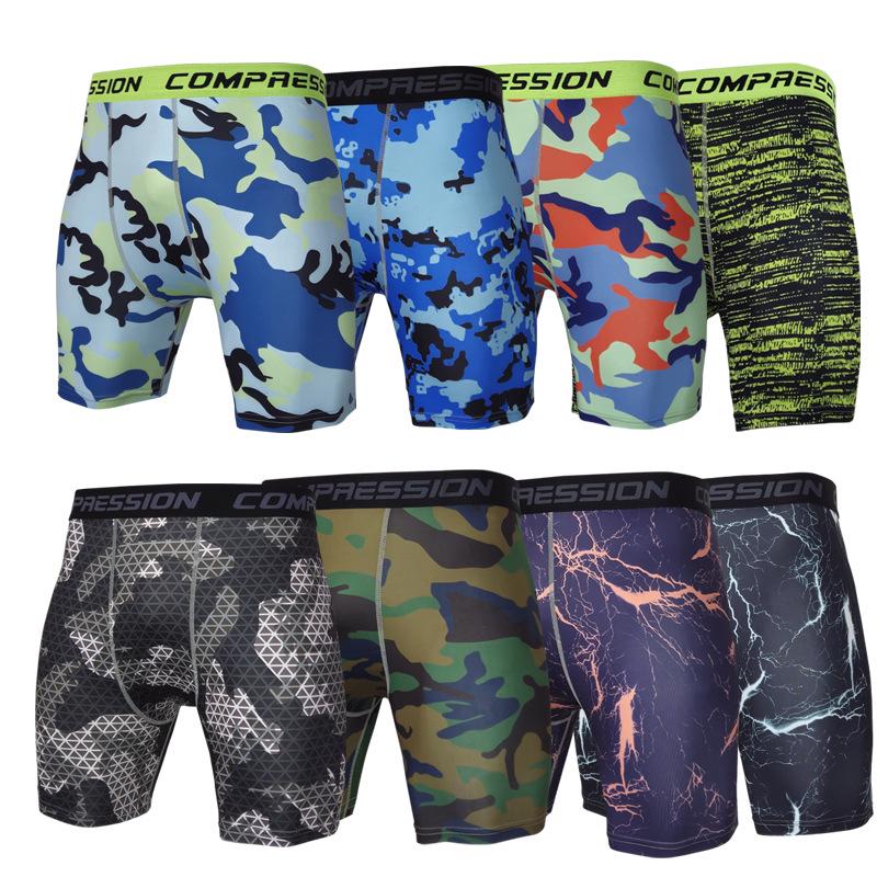 Men's Quick-Dry Camouflage Training Shorts: Moisture-Wicking, Tight-Fit Fitness Base Layer for Running