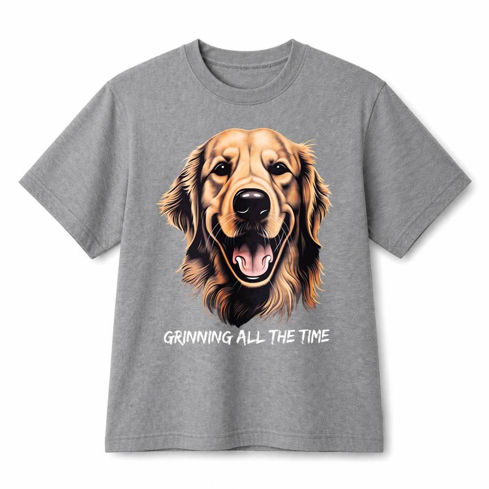 Golden Retriever Dog Grinning All The Time Casual Graphic Cotton T-Shirt Unisex M