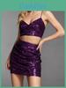 Sequin Mini Skirt With Wrinkled Hem For Streetwear And Party Fashion