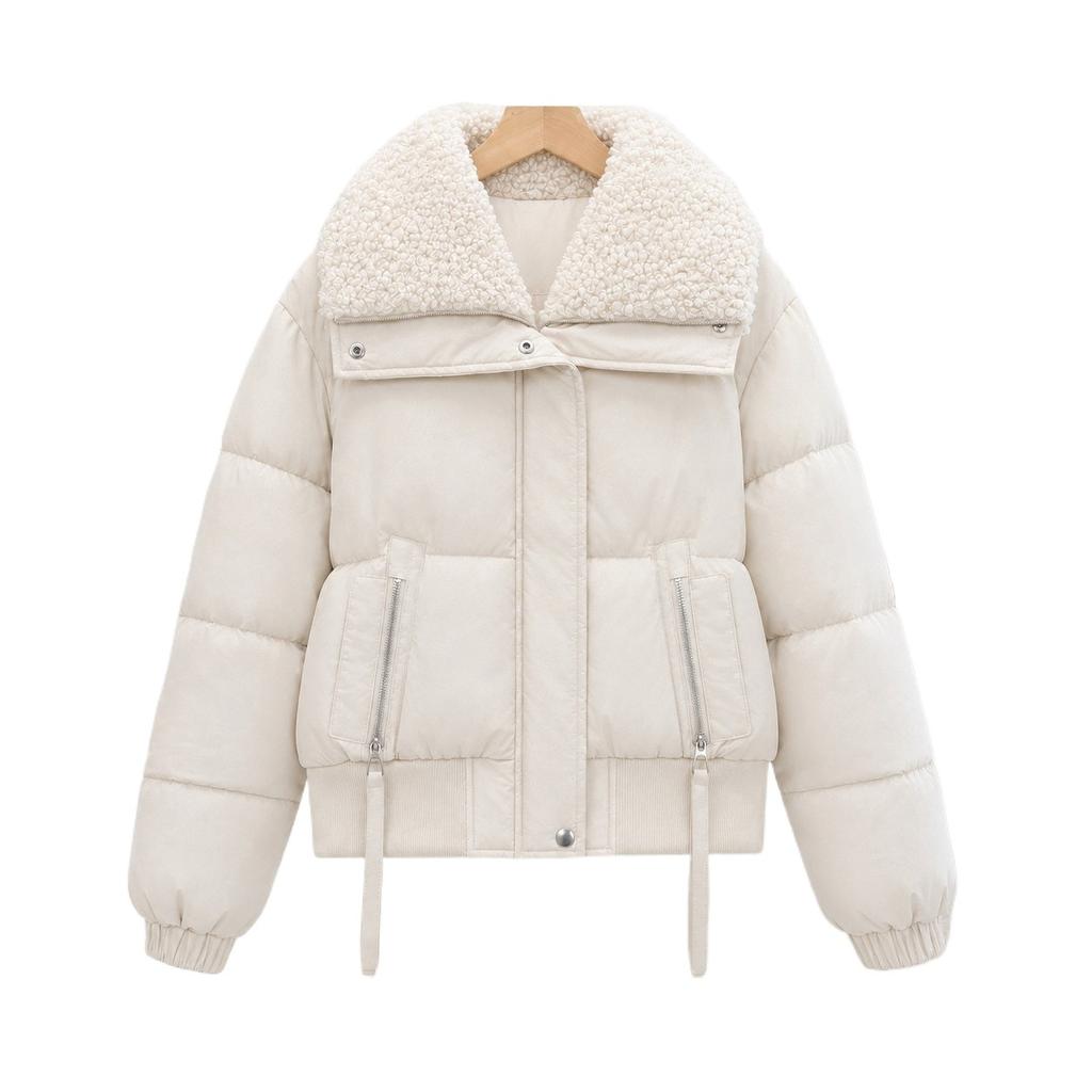 Winter new women's fashion fluffy lapel warm cotton-padded clothes, foreign gas cotton-padded jackets