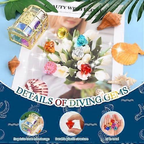 30 Piezas Tamaño Grande Juguete de Diamantes para Niños Juego de Gemas Acrílicas Juguete de Gemas de Diamante Acrílico con Cofre del Tesoro Multicolor