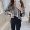 [SYitong] Flowy Chiffon Long-Sleeve Shirt Top for Women, Lightweight, Korean Style, Cute, Spring/Autumn, Square Neck, Office, Commuting, School, Casua