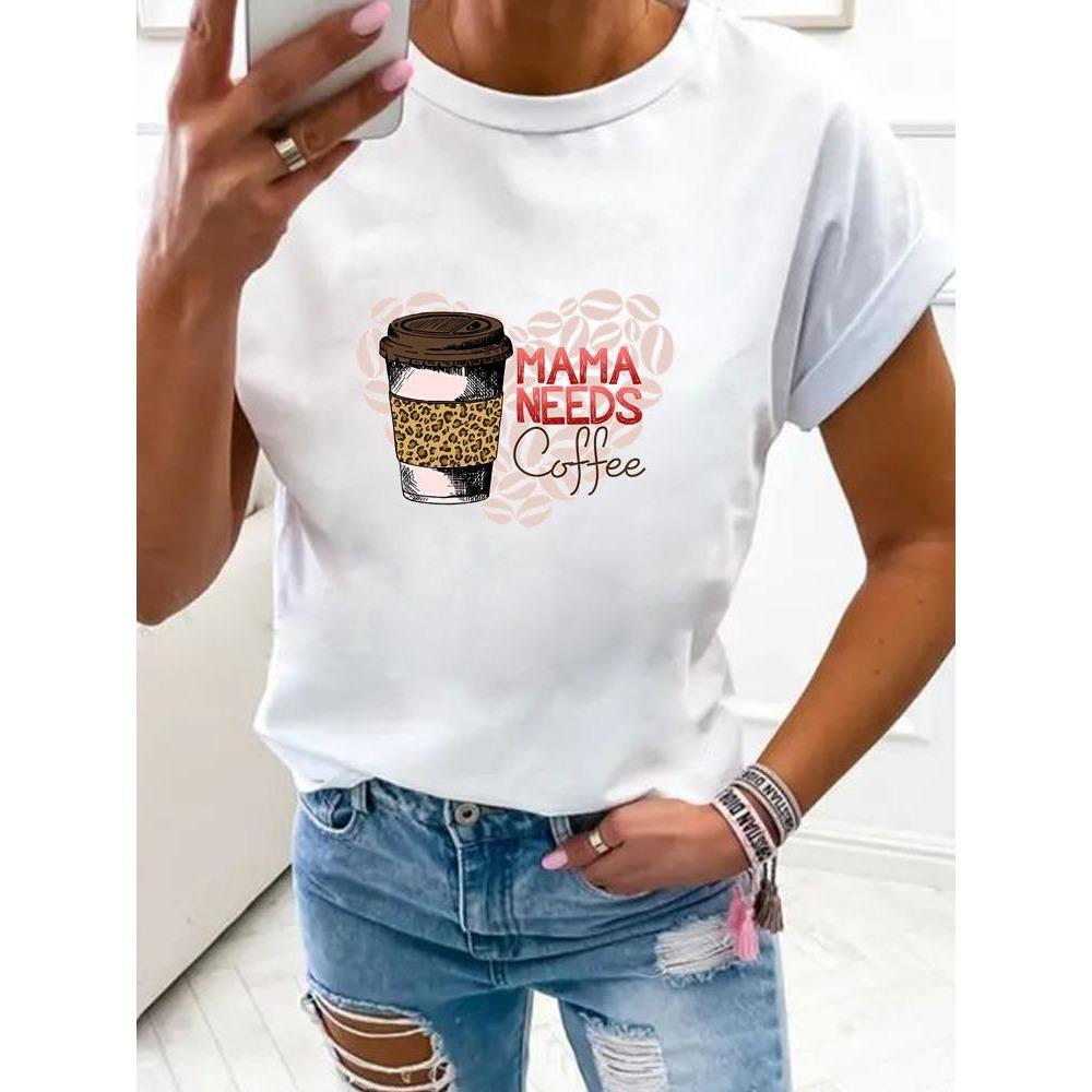 Women Flower Mom Mama 90s Trend Fashion Clothes Print T Shirt Clothing Summer Basic Top Short Sleeve Tee Graphic T-shirts