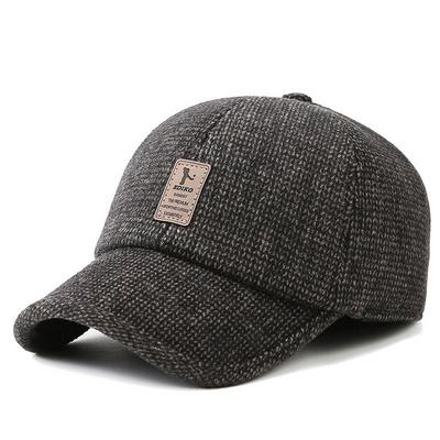 Winter New Woolen Warm Windproof and Cold Men's Ear Protection Peaked Cap Dad Old Man Won the Bidding Baseball Cap