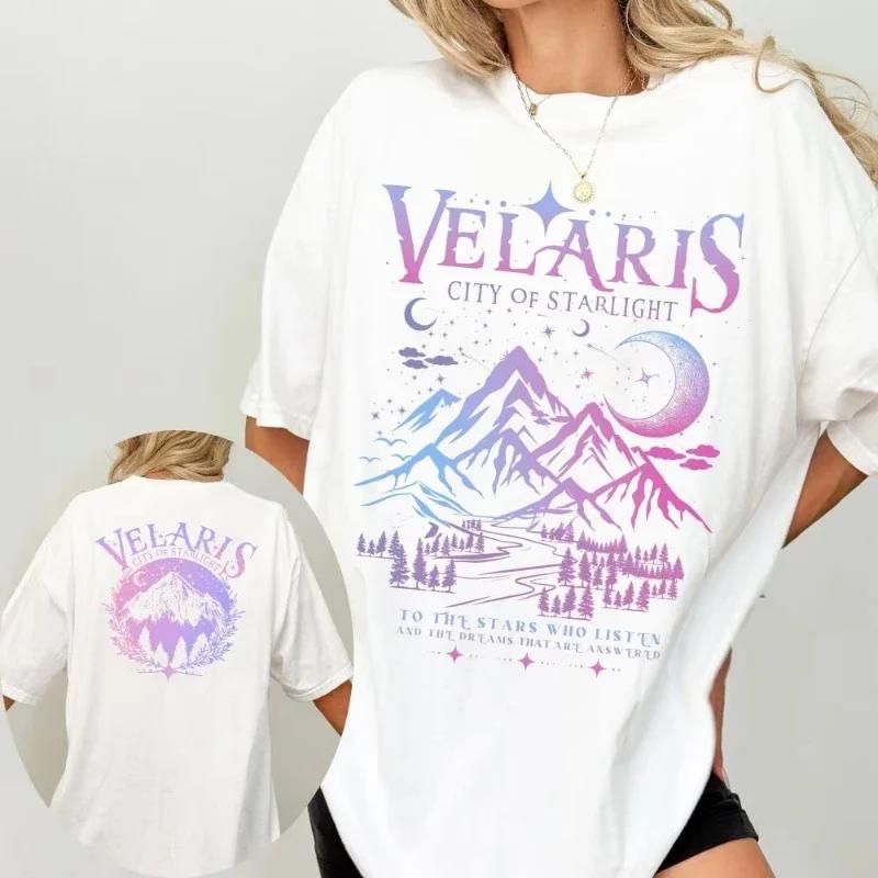 

Women Short Sleeve tShirt Velaris Shirt ACOTAR Comfort City Double side Bookish Print Top Tee Women High Street Casual Loose Top S
