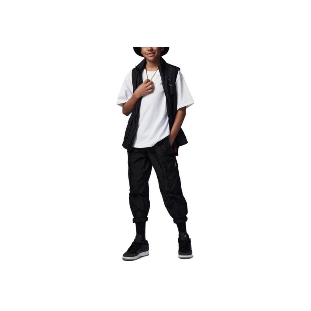 Jordan Solid Color Logo Round Neck Short Sleeve T-Shirt Kids Tops White FQ0772-100