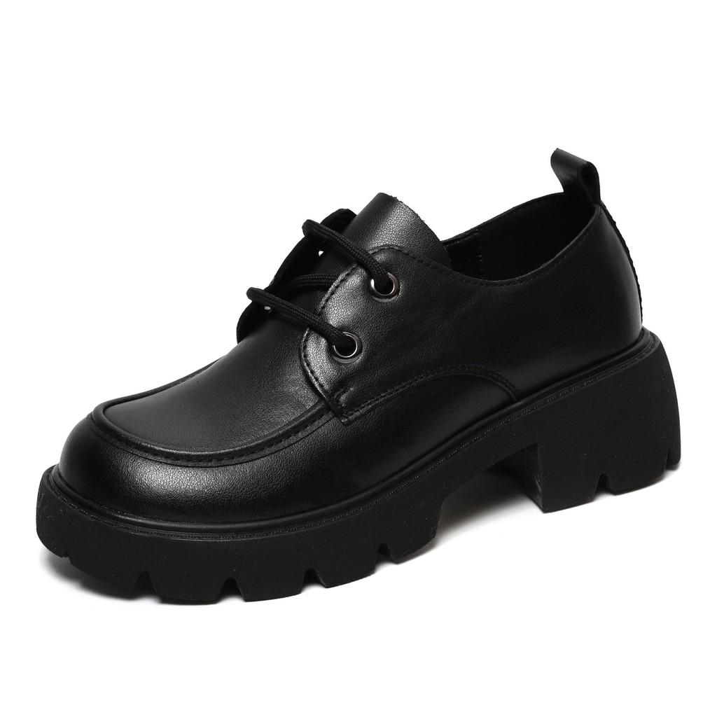 Flat Sole Single Shoes Women's Spring and Autumn Thin  New Vintage Comfortable Leather Casual Women's Shoes Thick Sole Small Leather Shoes