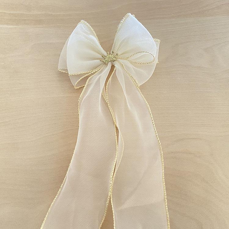 

Кремово-белые заколки для волос с бантом в горошек для девочек