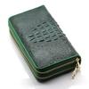 [Revetta] Crocodile Leather Long Wallet, Large Capacity, 40 Card Slots, Men's Wallet, Green, Double Round Zipper, Genuine Leather, Single Piece Leathe