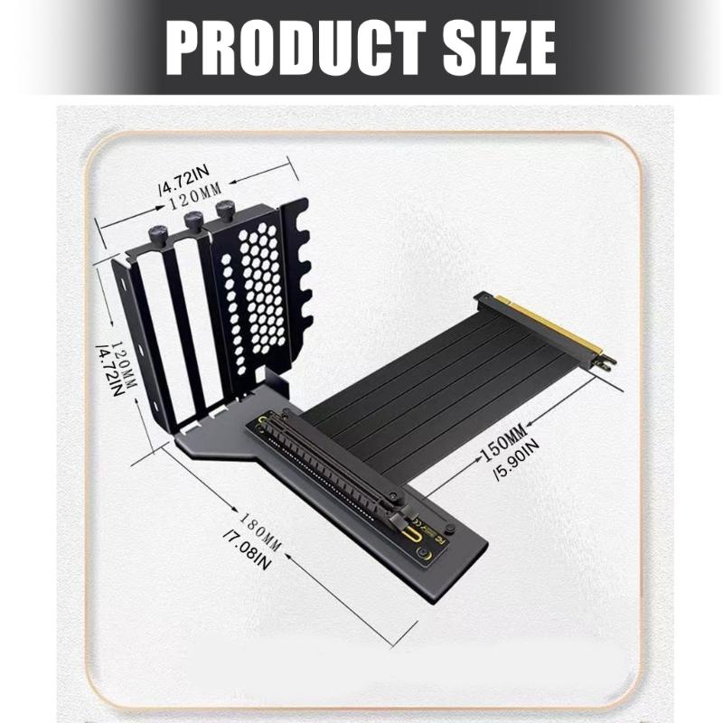 High Strength PCIE X16 Cable Extension Graphics Card Holder PCIE4.0 Vertical Aluminum Video Card Bracket
