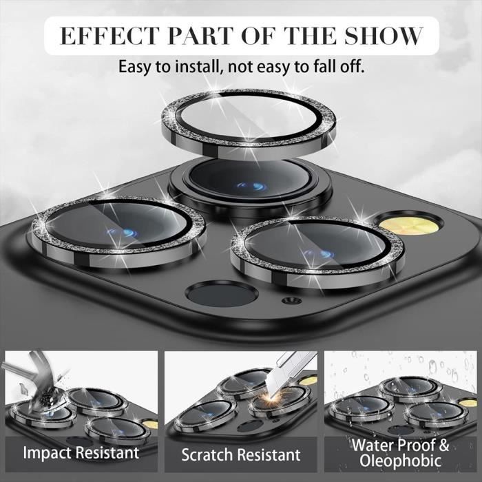Protective Glass - iPhone 15 Pro/Pro Max - Tempered Glass - Black Aluminum Frame - Scratch-Resistant