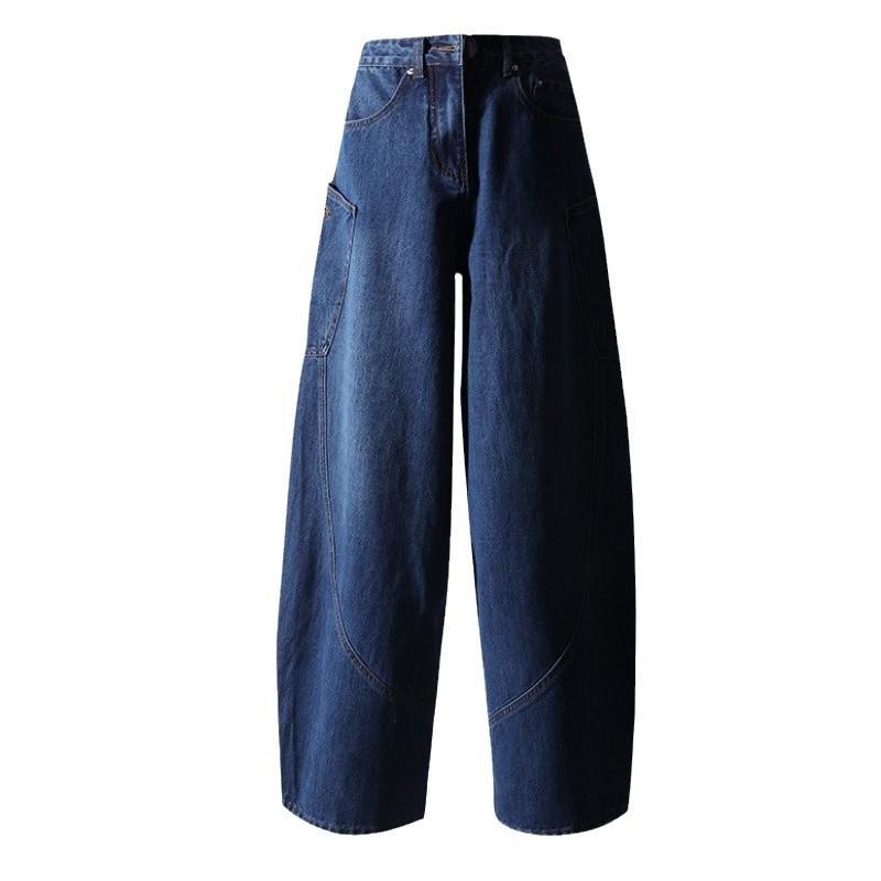 Mens Loose Fit High-Waisted Denim Jeans Streetwear Style Wide Leg Straight Cut Cotton Blend Comfortable Casual Pants