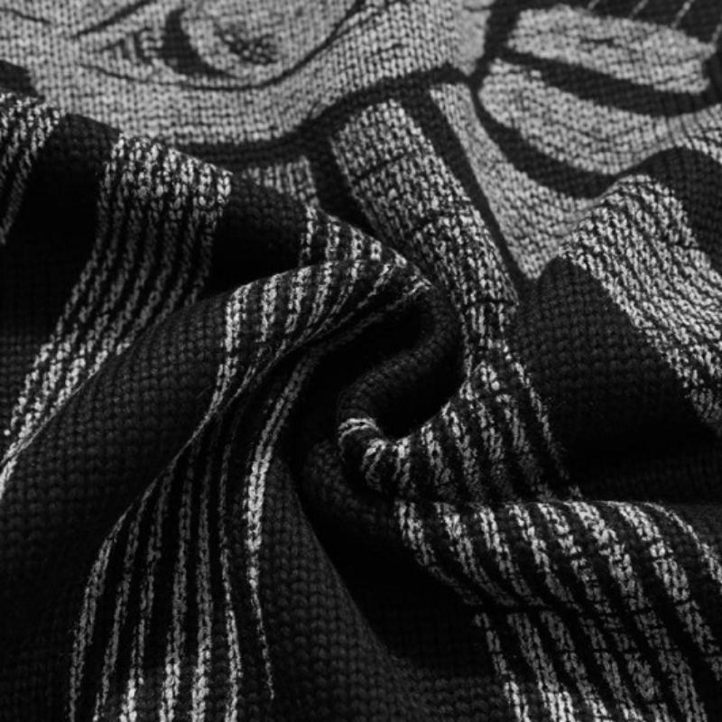 Suéter de punto de manga larga con cuello Y2KO, moda gótica, Harajuku, Punk Rock, Hip Hop, Calavera, llama oscura