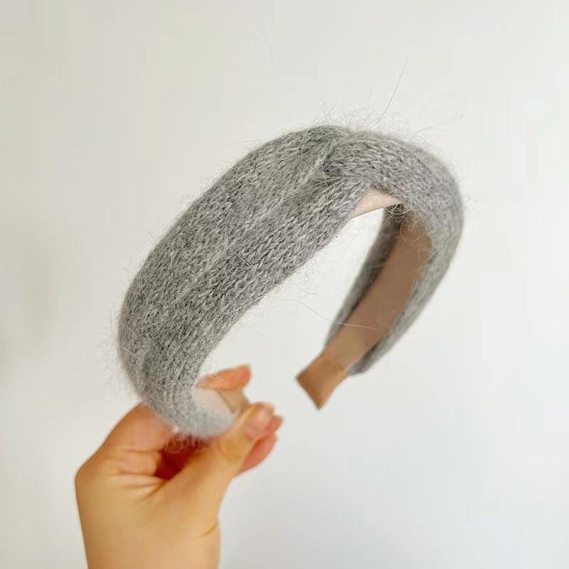 

Handmade Knitted Wool Knot Headband For Women Fashionable And Versatile Hair Clip In Black Milk Tea Coffee And Gray сірий колір