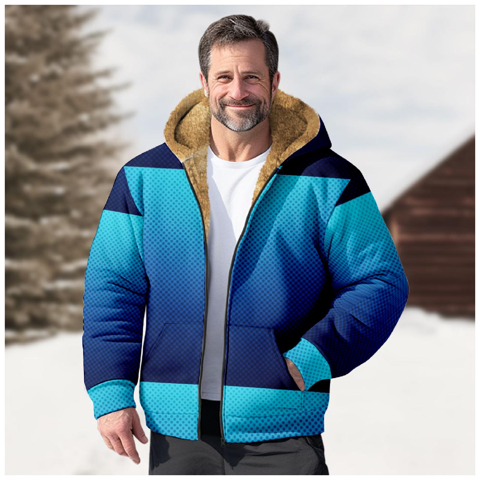 

Мужской индивидуальный повседневный свитер на молнии с длинным рукавом и принтом, толстый хлопковый костюм, зимний костюм S синий