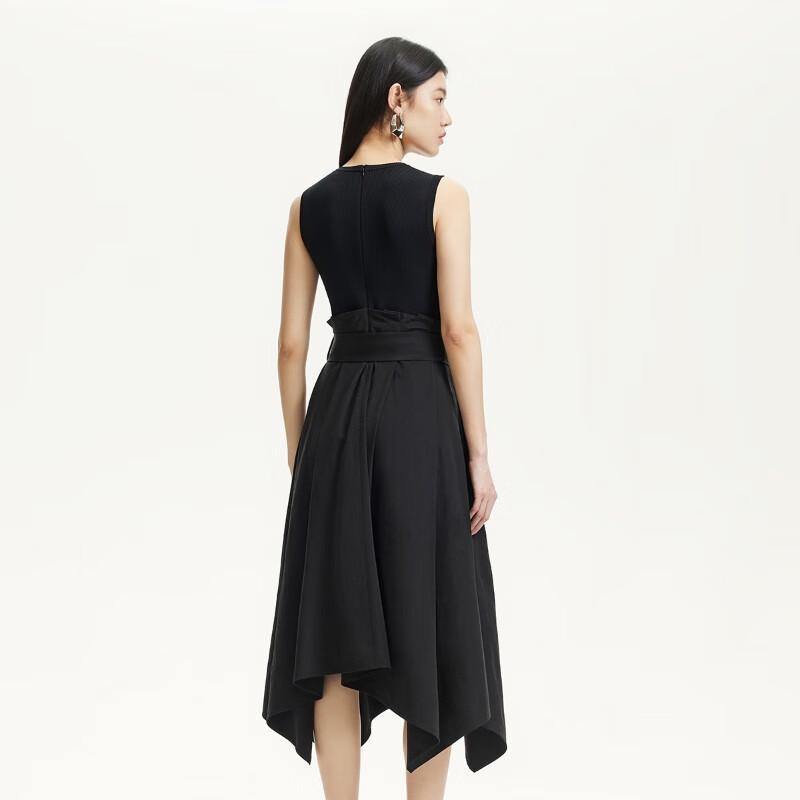VEROMODA 2025 Summer Round Neck Belted Irregular Hem Dress