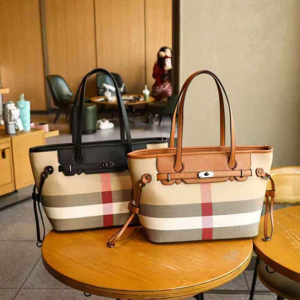 "2023 Women's Genuine Leather Plaid Shell Handbag - Versatile, Large Capacity, Shoulder & Messenger Bag"