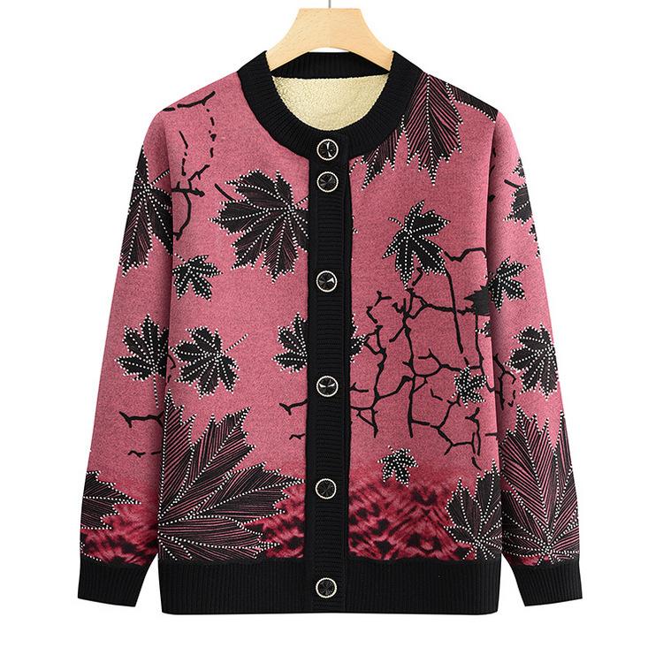 

Мама Кардиган Топ Одежда Женский Свободный Плюшевый Жакет для Среднего и Пожилого Возраста Осенне-Зимний Свитер Теплый Повседневный Жакет 4XL