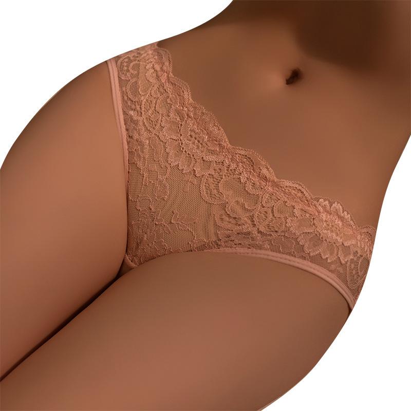Man Yan Women's Sexy Lace Thong with Bow and Open Crotch