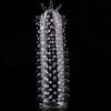 Crystal Silicone Spike Dotted Ribbed Clear Reusable Condom Penis Massage Sleeve Adult Sexy Toy