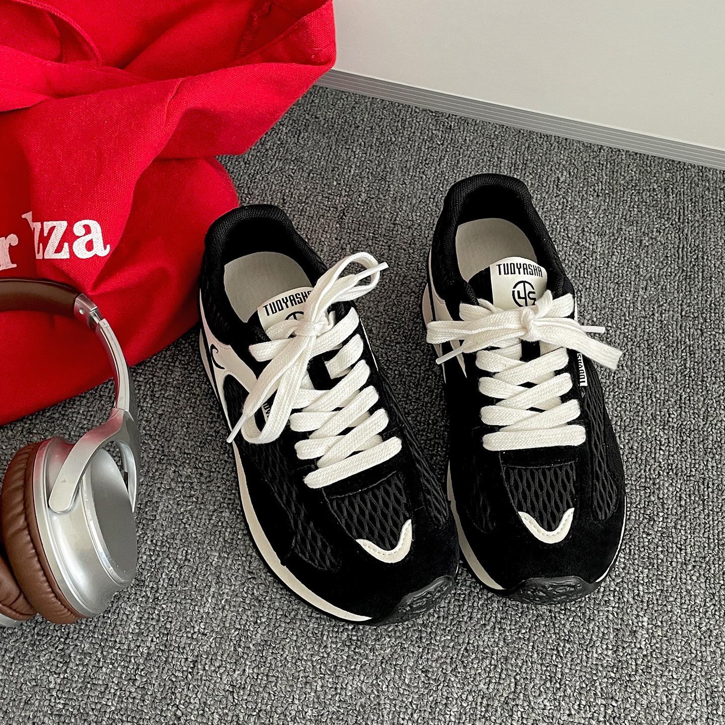 

Black small man heightened platform dad shoes women s 2025 new summer versatile soft-soled casual sports shoes 35 чёрный