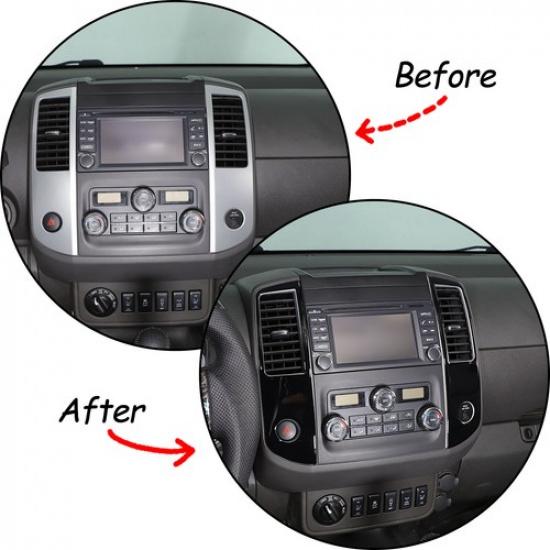 Glänzendes Klavierlack Schwarz Mittelkonsole Luftausströmer Zieraufkleber Für Nissan Frontier 2005-21