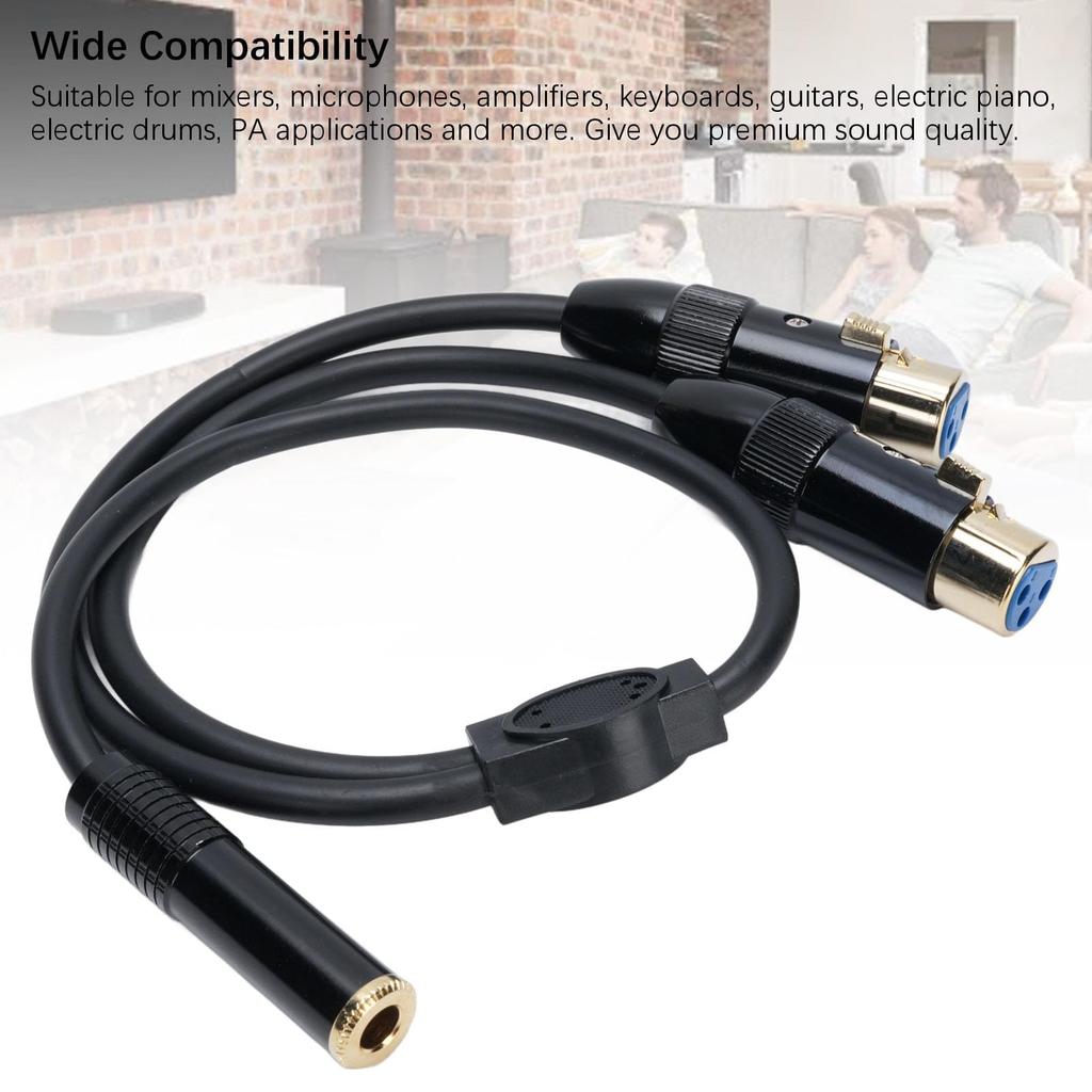 XLR To 14 Inch Y Splitter Cable, Balanced XLR Female To 14 Inch Female Cable, Supports Both Stereo and Mono, for Mixer Microphone Amplifier Keyboard
