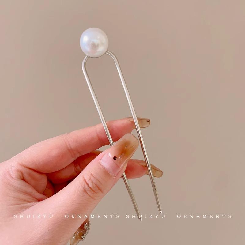 U-Shaped Fixed Hairpin with High-End Alloy Comb for Women's Updos - Ancient Style Four-Tooth Insert
