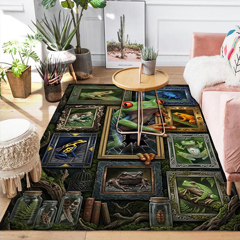 Froggy Fantasy Pattern Rug Floor Mat for Living Room or Bedroom Soft and Comfortable Carpet a Gift for Birthday and Holiday.
