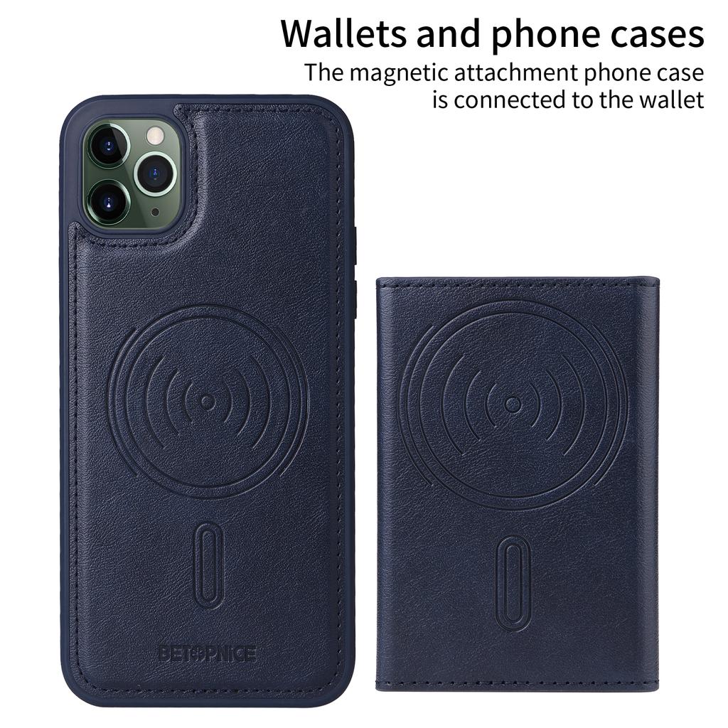 For iPhone 11 Pro Max Magnetic Case BETOPNICE Leather Phone Cover Kickstand with Detachable Card Bag