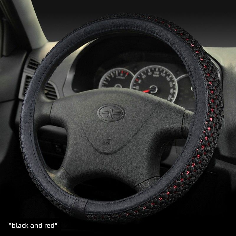 Car Steering Wheel Cover for Xiali Nm3, Xiali N5, Xiali N7, Non-Slip, Breathable, Sweat-Absorbent, Ice Silk Handle Cover, Suitable for All Seasons Blackish-Red - Round