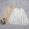 Johnature Japanese Embroidery Lace Polka Dot Shirt Spring Summer Casual Balloon Sleeve Shirt Women Loose Forest Tops