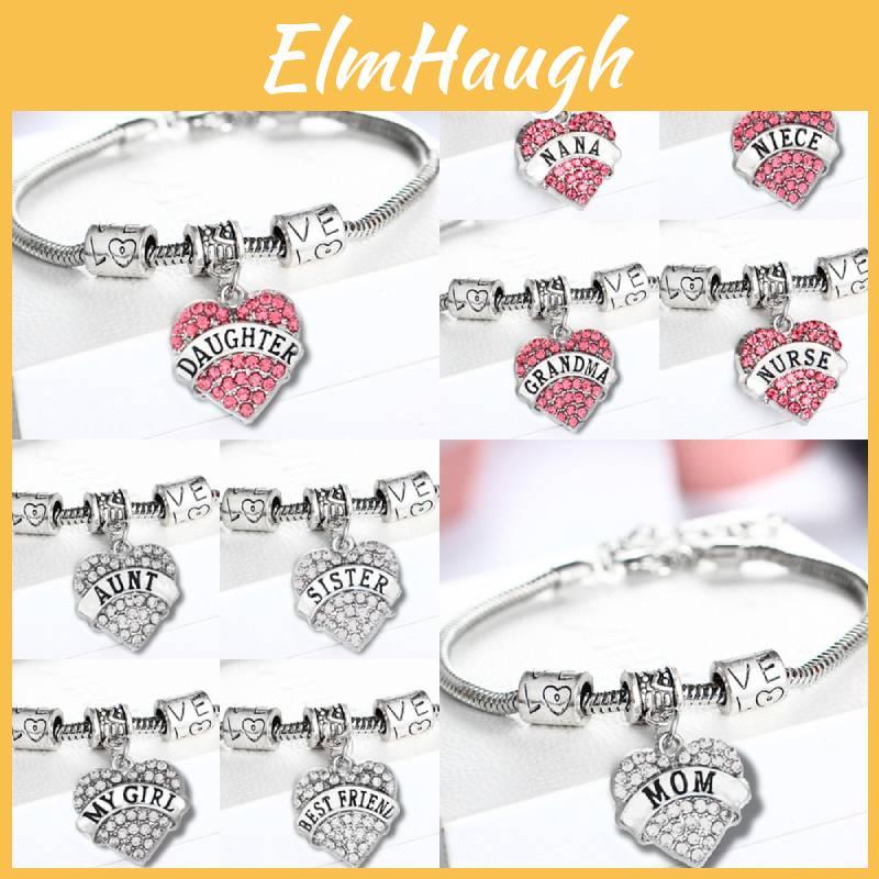 Trendy Rhinestone Embellished Heart Bracelet Perfect For Family Affection And Celebrations