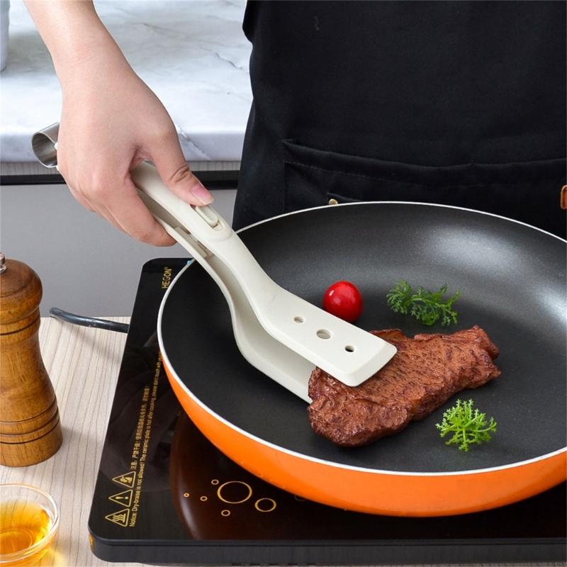 Essential Cooking Utensils Convenient 2in1 Spatulas Tongs Essential Cooking Tool for Flipping and Grip Food