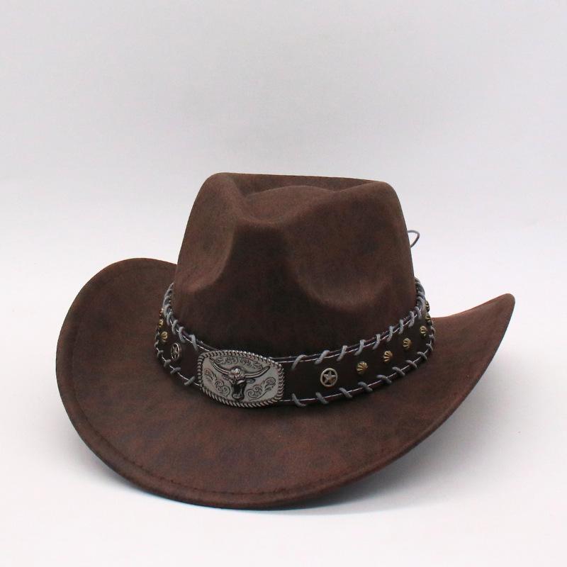 New ethnic style bull head riding jazz hat European and American cowboy hat peach heart cowboy hat