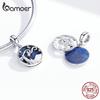 BAMOER 925 Ασημένιο Starry Sky Night Blue σμάλτο κρεμαστό κόσμημα γυναικείο αυθεντικό βραχιόλι