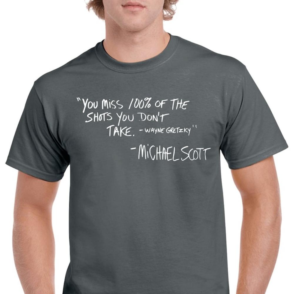La Serie TV The Office Michael Scott Citazione You Miss 100 of The Shots Maglietta Office TV Show Grafica T-shirt Donna Uomo Cotone Manica Corta