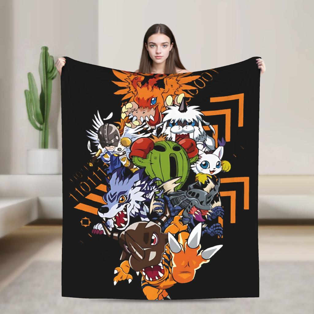 Digimon Agumon Gabumon Sora Anime Blankets Fleece Throw Blanket Summer Air Conditioning Decoration Soft Warm Bedspreads