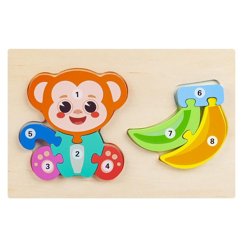 Kinder-Nahrungskette Puzzle dreidimensionales Puzzle Zuordnungsbrett Früherziehung pädagogische Holzspielzeuge