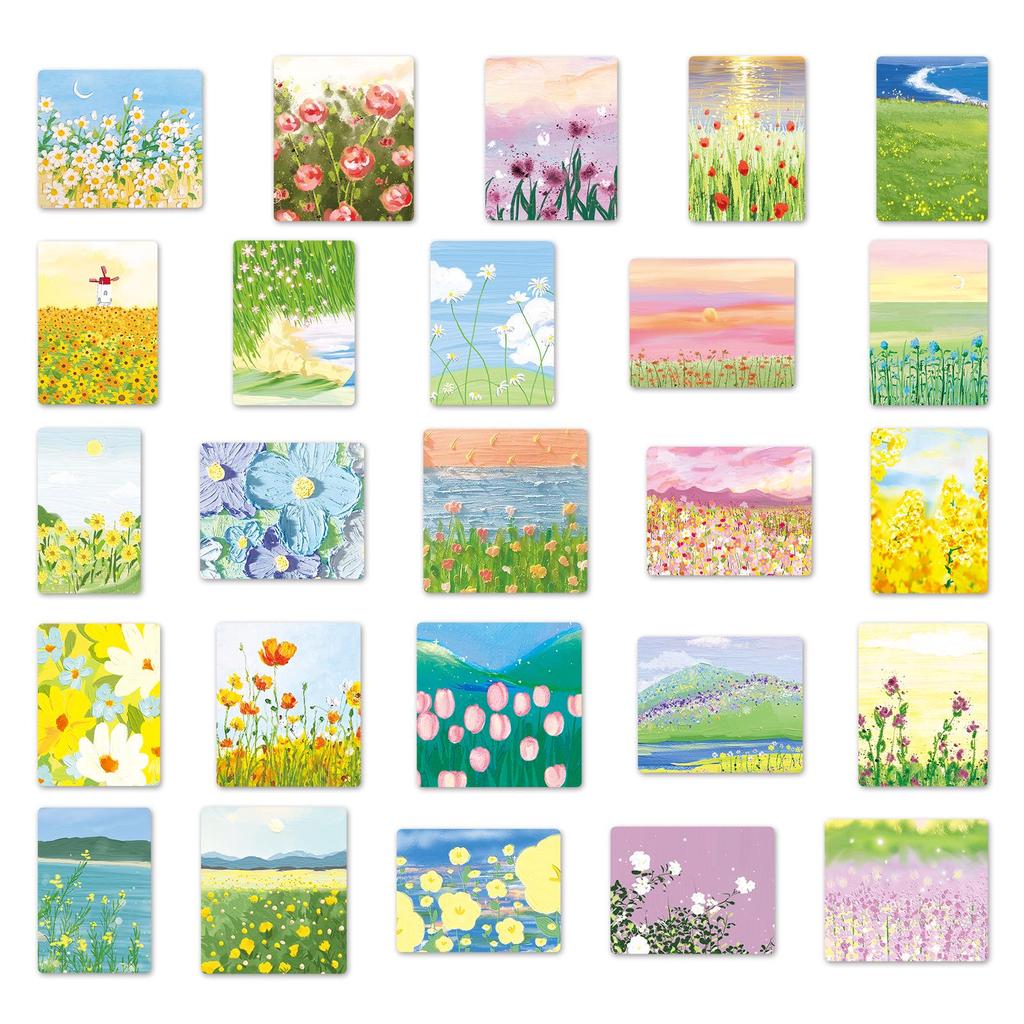 50 Sheets INS-Style Flower & Scenery Stickers for DIY Art and Milk Tea Cups