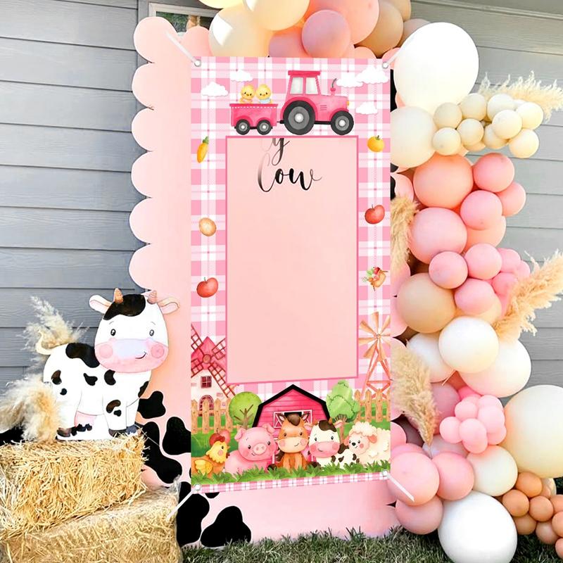 Farm Party Photo Booth Props Background Farm Photography Props Photo Booth for Birthday Baby Shower Party Supplies Backdrop