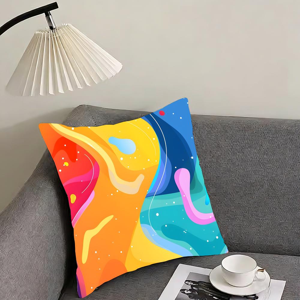 Rainbow Color Luxury Cushion Cover Pillowcase Ultra Soft Skin Friendly Fabric Cloud Like Comfort  Concealed Zipper