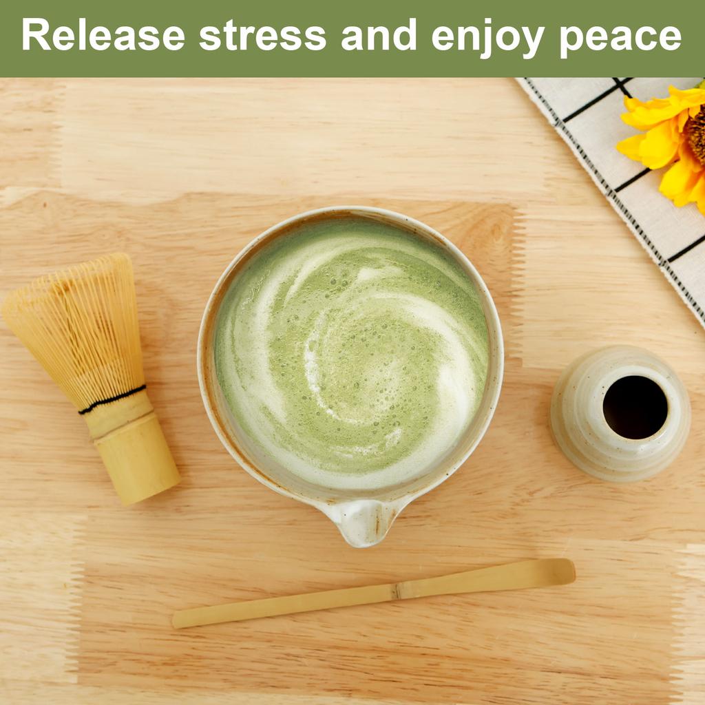 4 Pcs Japanese Matcha Tea Set Safe Bamboo Whisk Teaspoon Tea Set Reusable Manual Matcha Whisk Kit Tea-making Tools Accessories